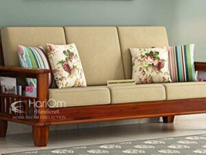 Hariom Handicraft KendalWood Furniture Solid Sheesham Wood 3 Seater Sofa Set