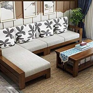 MAHIMART AND HANDICRAFTS Sheesham Wood L Shape Sofa Set for Living Room