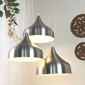 Lycor_ Silver Aluminium tripleHanging Pendant Ceiling Lights Lamp 10″ Inch_Round Base