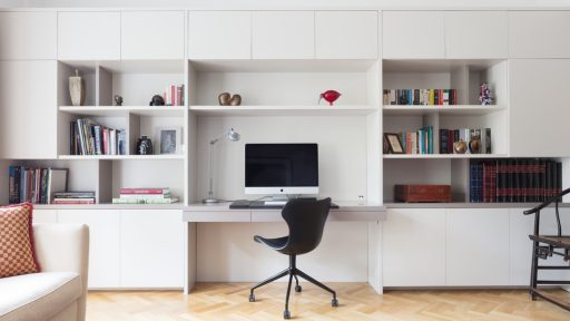 modern design of bookshelf with study table