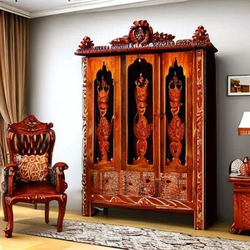 Carved wood furniture in India