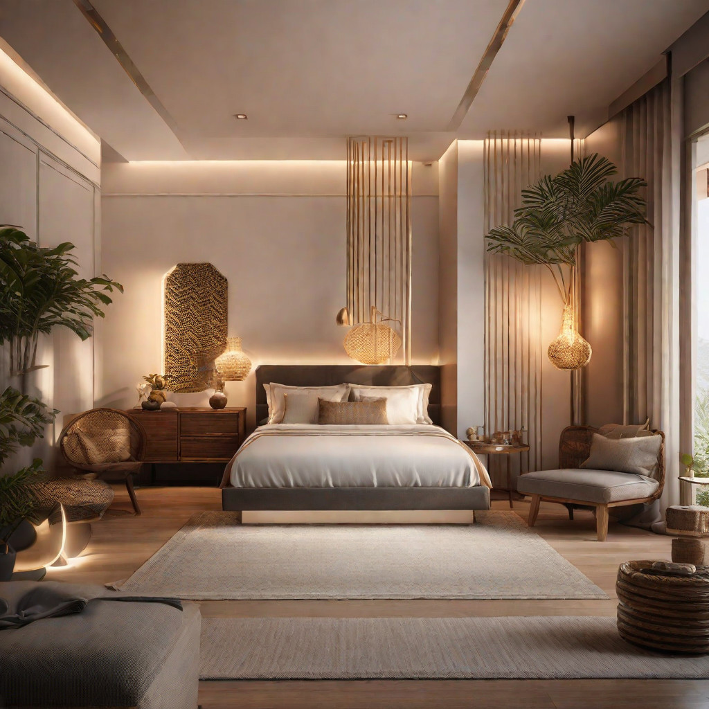 Creating a serene space with lighting choices for South Indian bedroom decoration