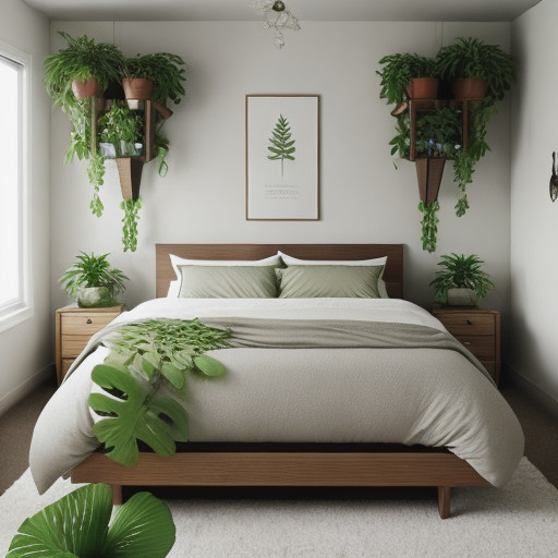 Sustainable and eco-friendly bedroom decor with greenery