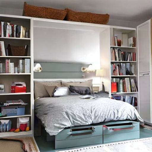 wall bookshelf for Indian small space bedroom solutions
