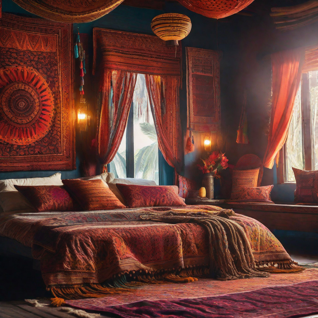 Bohemian-Style Indian Bedroom wall and bed Decor 