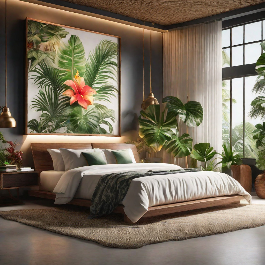 Tropical-themed bedroom design