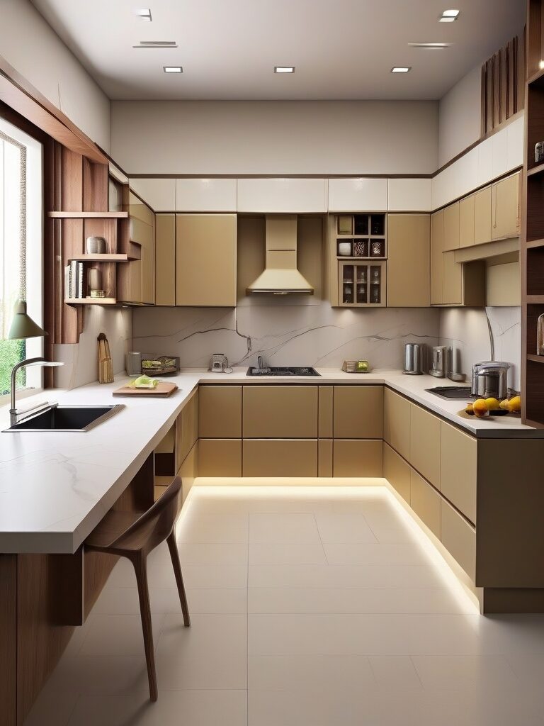 U shaped modular kitchen design