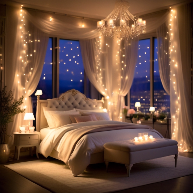Fairy Lights for a Dreamy Glow to Create romantic bedroom lighting solutions