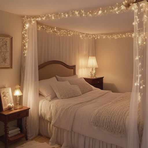 romantic bedroom string light ideas