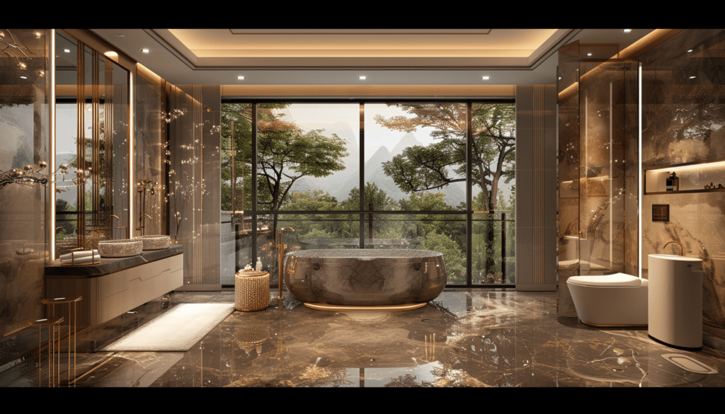 ultra realistic modern master bathroom with the use of latest trends