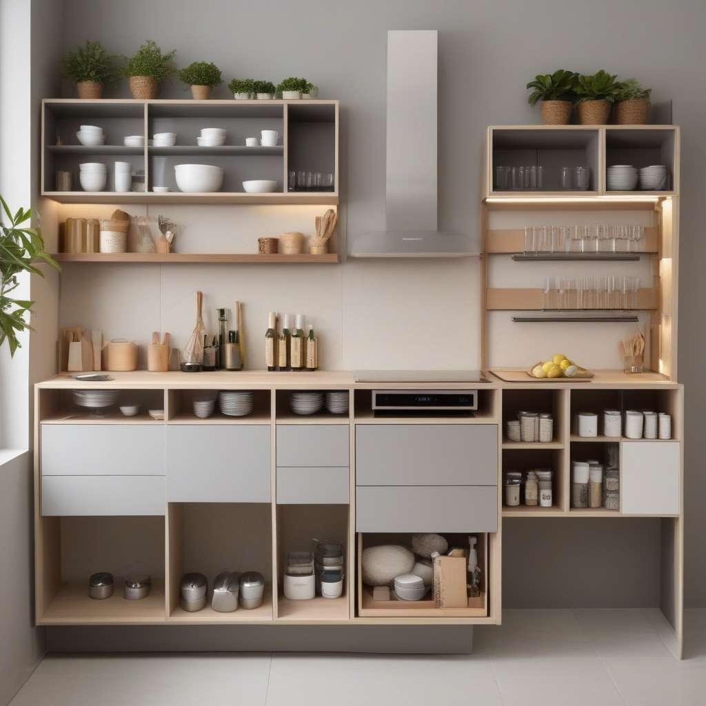 Space saving storage design for small kitchen