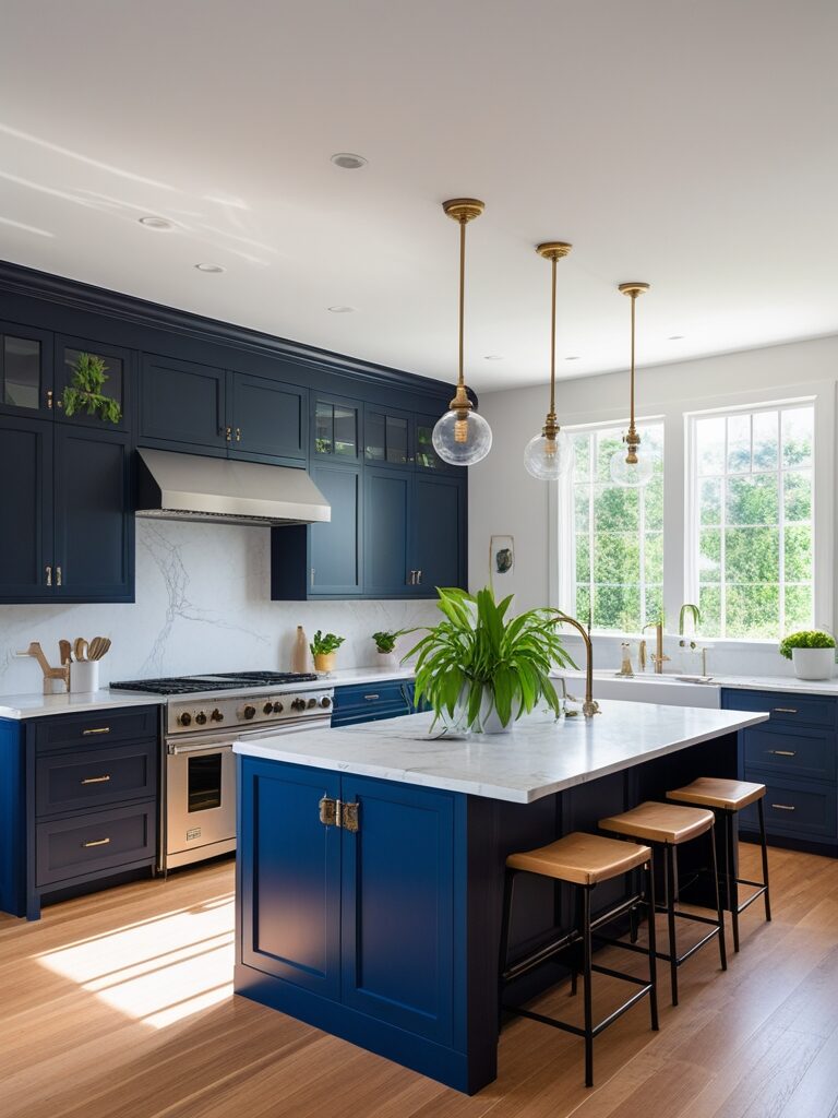 Bold Navy Blue Kitchen Cabinet: A Modern Statement