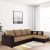 Best furniture L Shape Sofa Set RHS Six Seater, Fabric & Premium Leatherette (Camel – Brown)