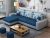 Casaliving Rolando L Shape Modern Fabric Sofa Set for Living Room, Navy Blue and Grey