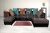 Fursure L-Shape 5 Seater Sofa Cum Bed 3 Seater + 2 Seater + 2 Puffy Pack (Neem Wood & Fabric, Grey & Black)