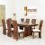 Hariom Handicraft Kendal Wood Furniture Sheesham Dining Table with 8 Chairs, 8 Seater Set Room (Teak Finish-White Cushion)