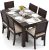 Monika Wood Furniture Solid Wood Dining Table 6 Seater | Dinning Table with 6 Chairs with Cushion | Dining Room Furniture | Sheesham Wood, Dark Walnut Finish